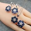 Explosions Fashion Jewelry Crystal Square Zircon Necklace Earrings Ring Set of Three