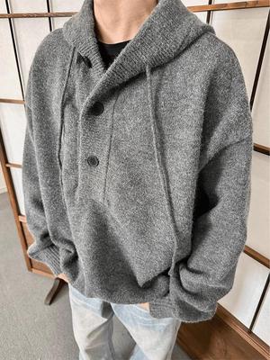Herren Herbst/Winter Dicke Strickjacke mit Kapuze im Retro-Stil
