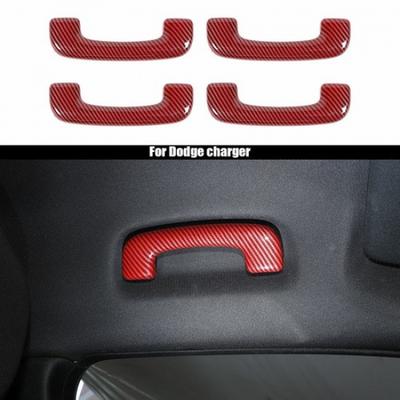 Red Carbon Roof Grab Handle Decor Cover Trim for Dodge Charger 2011+ Accessories
