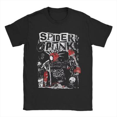 Hobie Brown SpiderPunk Spider Man T Shirt for Men 100% Cotton Novelty T-Shirt Round Collar Spiderverse Cool Tee Shirt Clothes