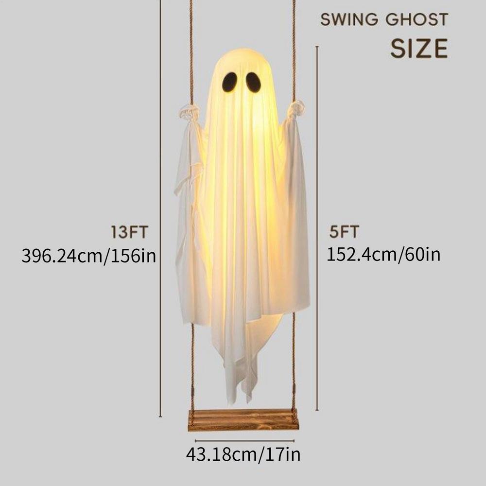 Halloween Ghost Decorations Spooky Swing Ghost Patio Decor With Lights Giant Halloween Decorations With Remote For Patio Porch