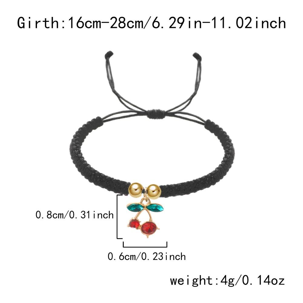 Hot Geometry Zircon Cherry Weaving Adjustable Bracelet Trendy Fashion Versatile Creative Design Couple Jewelry Gift