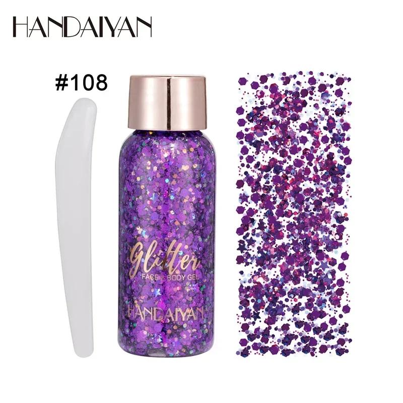 HANDAIYAN Autocollants à paillettes pour les yeux, les cheveux, le corps et le visage, Gel Art, paillettes amples, crème, bijoux en diamant, strass, maquillage, fête, Festival
