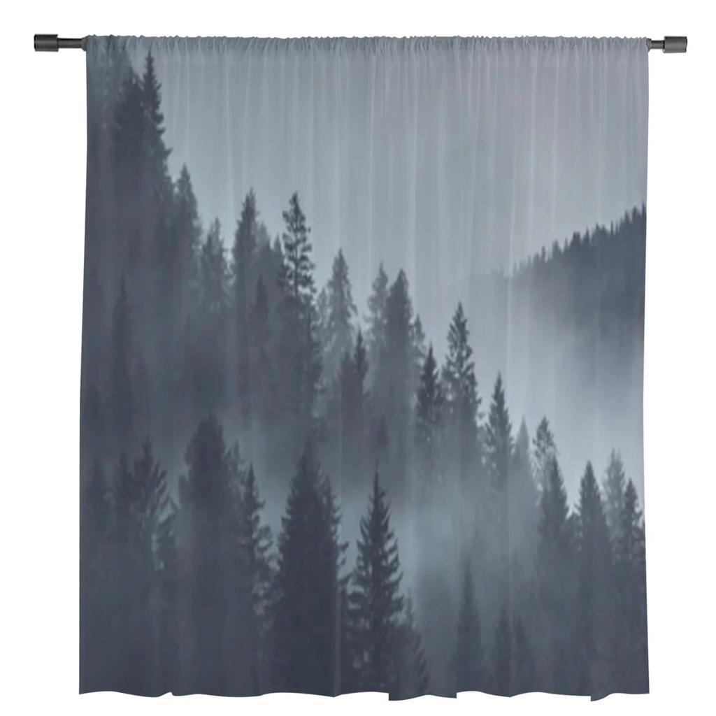 Mystical Forest Sheer Curtains Bedroom Voile Curtain Living Room Window Sheer Curtains Kitchen Tulle Drapes