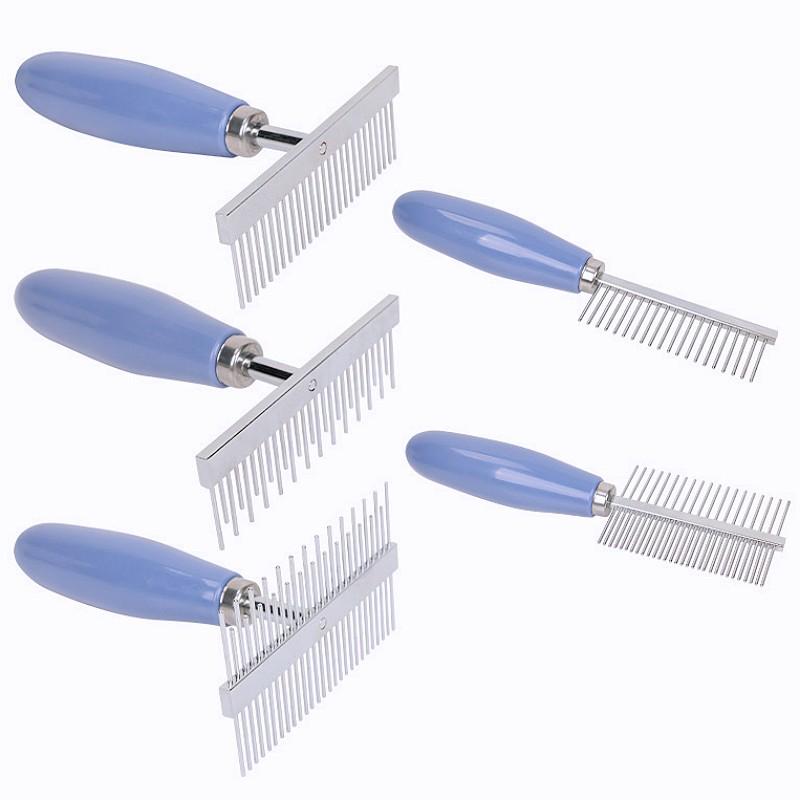 Dog Comb Double-sided Dogs Brush Stainless Steel Rake Combs for Dog Grooming Comfortable Handle Cat Hair Comb Brush Pet Supplies