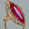 Bohemian style ring, ethnic style hollow pattern inlaid with imitation red zircon ring