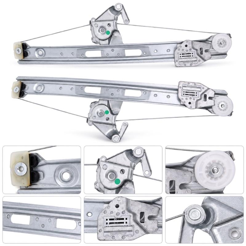 51358212099 51358212100 Window Regulator For 1998-2006 E46 Replacement, Iron, Aluminum and Plastic Rail Assemblies with Cables and Pulleys for Rear