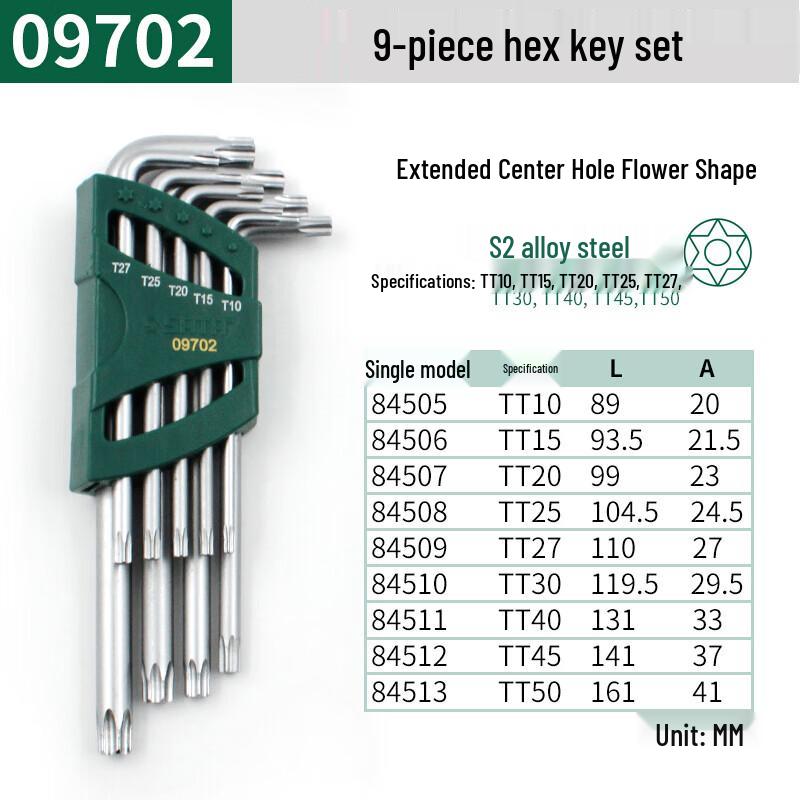 SATA 9-Piece Extended Torx Hex Key and Screwdriver Set