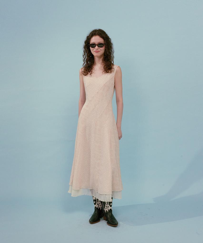 Lulu Seoul Paisley Flower Mix Dress (Beige)