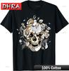 Cool Floral Skull Tee Shirts Halloween Skull T-shirt Skull T-Shirt Retro Tshirts Fresh Funny Stylish Clothing Aesthetic Printed
