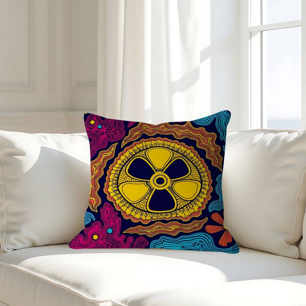 Creative R-Radiation Logo Pillow Case Removable Washable Cushion Cover – All-Season Soft Linen