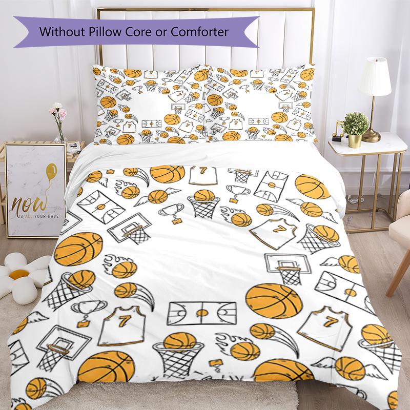 3pcs Basketball Bedding Set Duvet Cover Closure Includes 1 Duvet Cover & 2 Pillowcases, Soft and Comfortable for All Seasons.