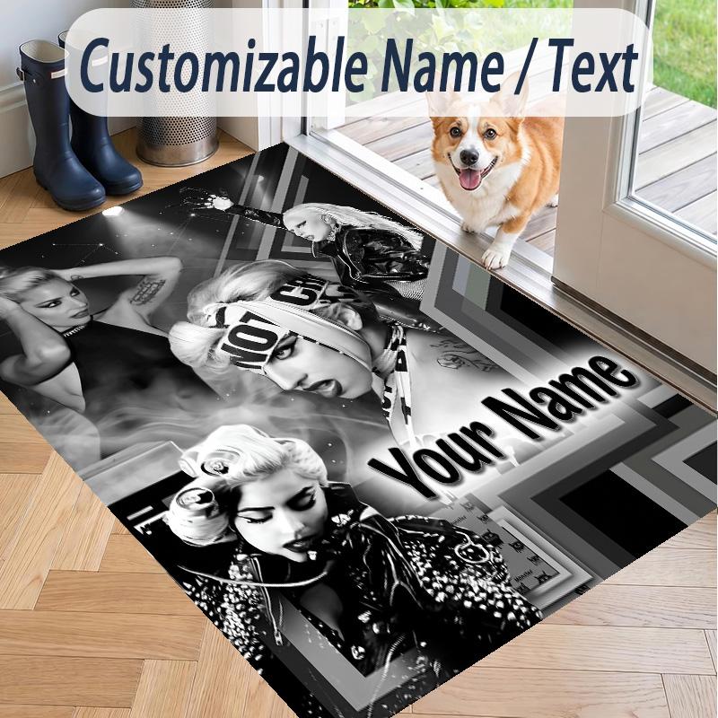 Custom Text Lady Gaga Pattern Floor Rug Soft Indoor Carpet Mat Living Room Bedroom