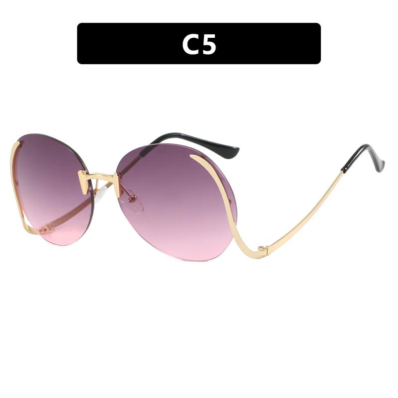 

Большие круглые солнцезащитные очки без оправы - 2024 Высококлассный европейский и американский стиль с защитой от солнца As shown