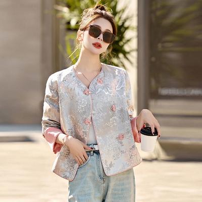 Spring and Autumn New Improved Light Brocade Jacket Light Jacquard Button Skinny Top