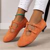 2024 Fashion Hot-selling Versatile Spring and Autumn Comfortable Solid Color Double Buckle Round Toe Shallow Mouth Flat Bottom