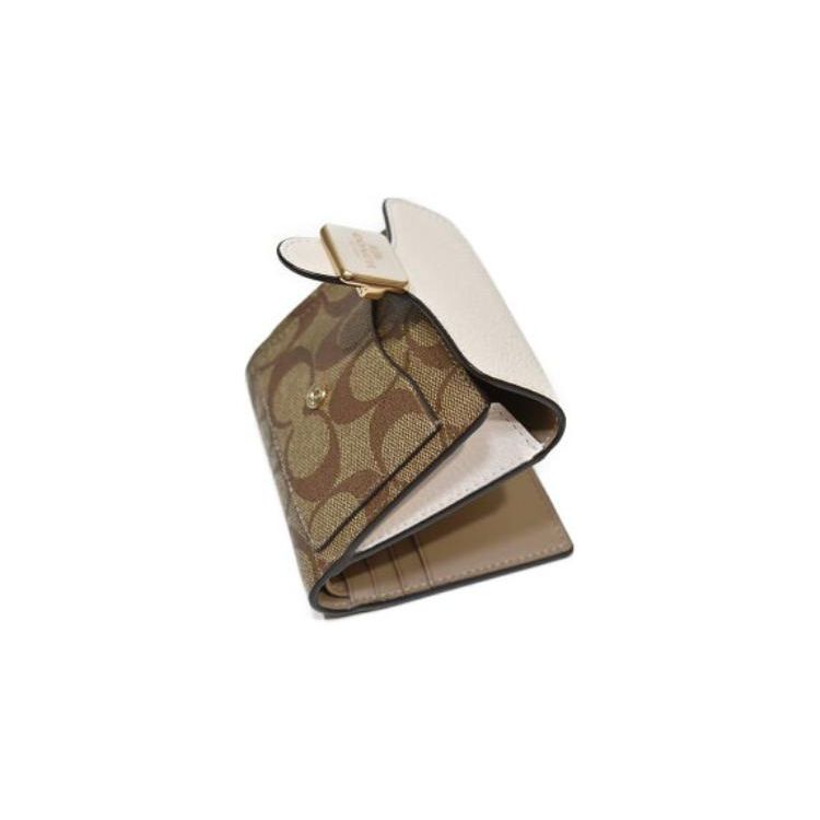 Coach Pepper 11 Snap Closure Multi Card Slot Monogram Print Coated Canvas With Pebble Leather Card Holder Wallet Women Wallet C7805-IMDJ8