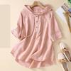 Women's Loose Plus Size Summer Hooded Embroidery Short-sleeved Blouse Literary Ethnic Wind Casual Loose T-shirt
