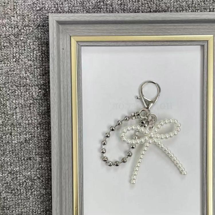 Fashion Heart Bowknot Beaded Keychain Pendant Backpack Handbag Charm Pendant Hangings Decoration Sweet Pendant Gift