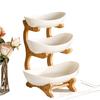 Creative Three-layer Multi-layer Fruit Tray Living Room Dried Fruit Tray Bamboo Wooden Rack Household Candy Tray Fruit Basket