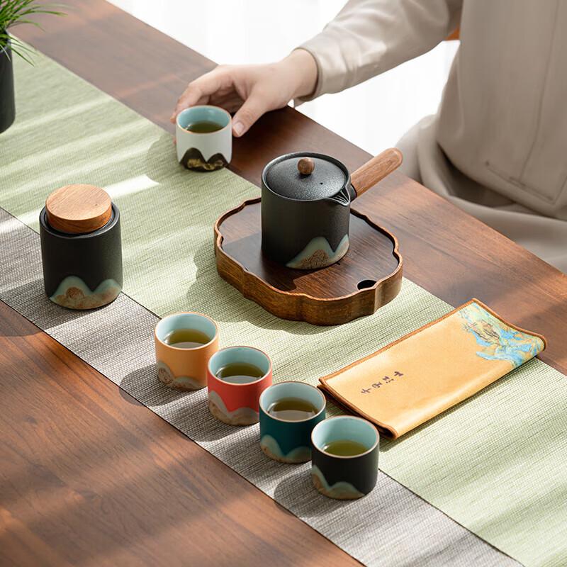 Su Shi Hand-painted 'Thousands of Miles of Rivers' Ceramic Tea Set