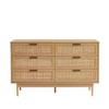 Commode AMANA effet chêne et cannage rotin 6 tiroirs - Bois