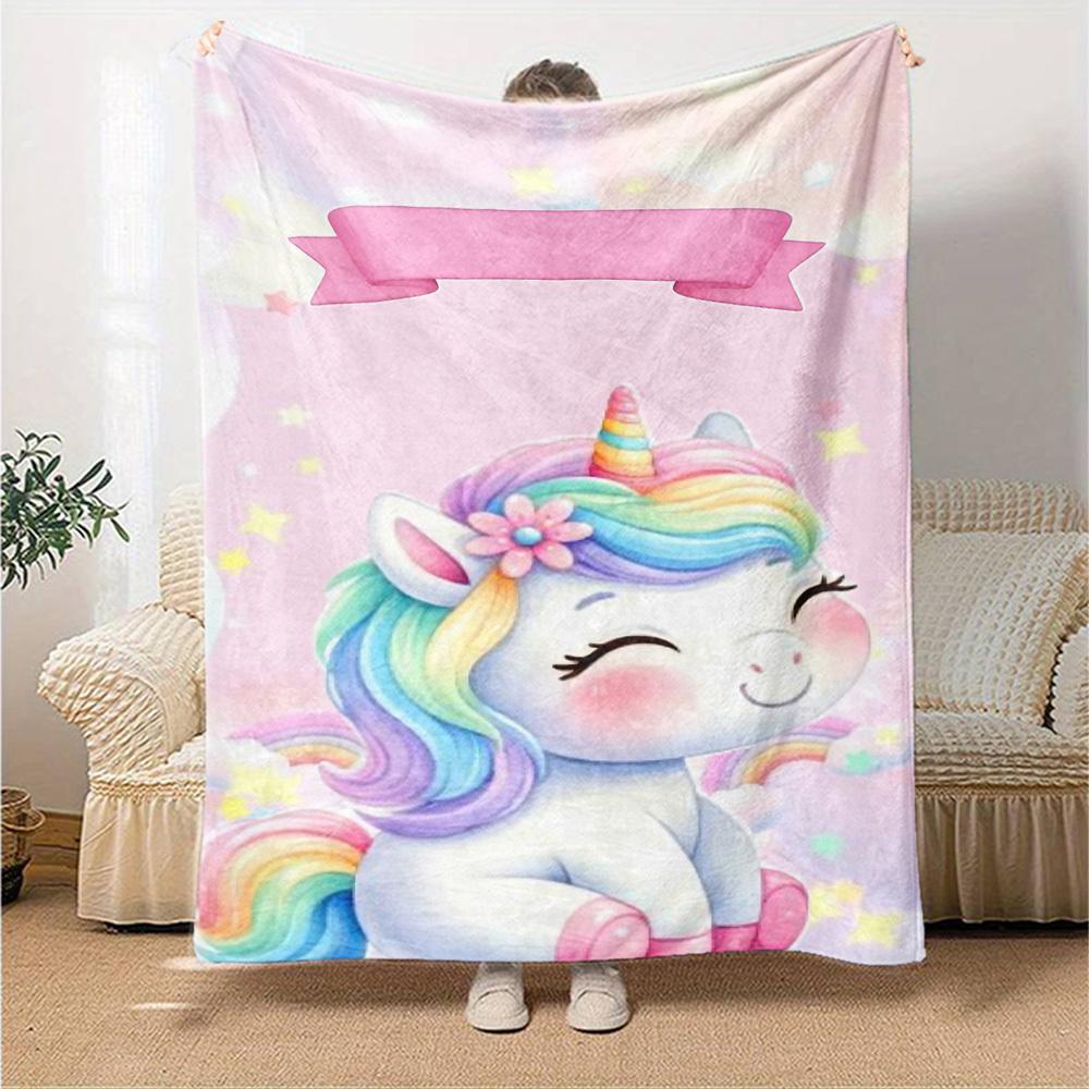 1pc Unicorn Name blanket Lightweight Flannel Throw for Sofa Bed Travel Camping Livingroom Office Couch Chair
