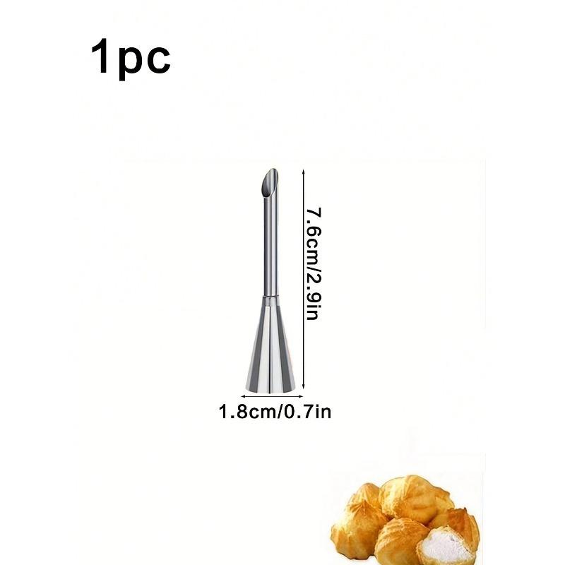 Cream Icing Piping Nozzle Tips, Professional Stainless Steel Long Cream Puff Nozzle Decor Small Pastry Icing Piping Decorating Tools Small Cake Puff Mouth