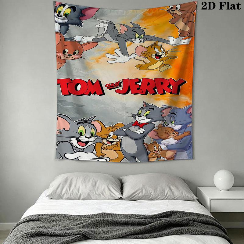 Tom and Jerry A Wall Hanging Printed Fabric Blanket Decorative Tapestries for Bedroom Living Room Home Decor