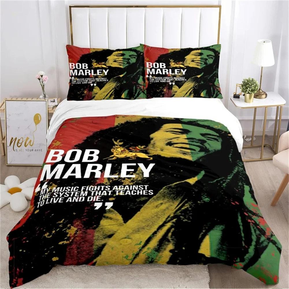 Bob Marley Löwe Ahornblatt Bettwäsche-Set Weiche Deckenbezüge Mit 1/2 Stück Kissenbezügen Für Kinder Erwachsene Mikrofaser Bettdeckenbezug