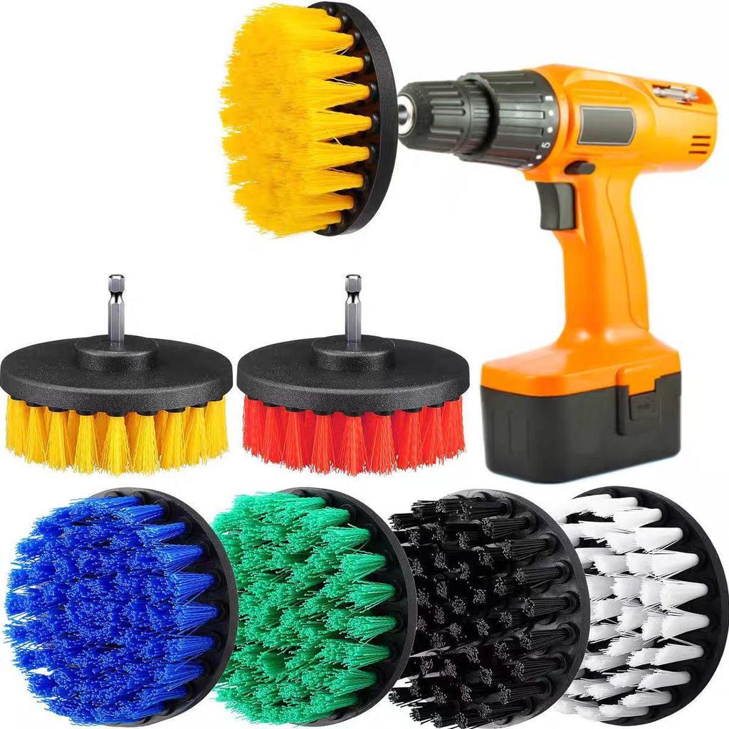 Juego de Cepillos para Taladro Multifuncionales para Limpieza de Coche - Cepillos para Neumáticos, Ruedas y Ranuras