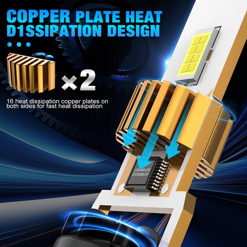 New H7 LED Headlight 30000LM 7035 CSP Chips 1:1 MINI Size Plug and Play Auto Lamp 6000K Wireless Turbo Fog Light With Fan 2025