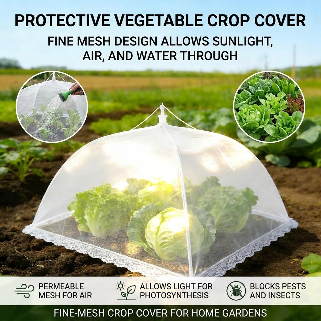 Pop Up Plant Protector Cover For Vegetable Garden With High-Density Mesh Anti Bird And Insect Barrier