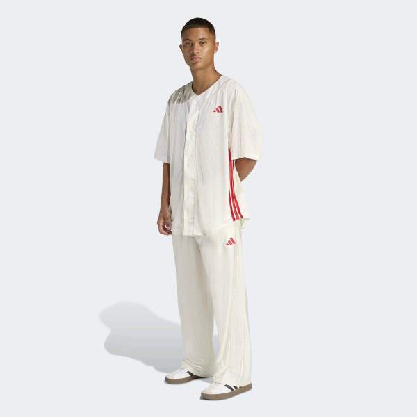 adidas Loose Fit Stadium Mesh Baseball Shirt 5 Button Closure