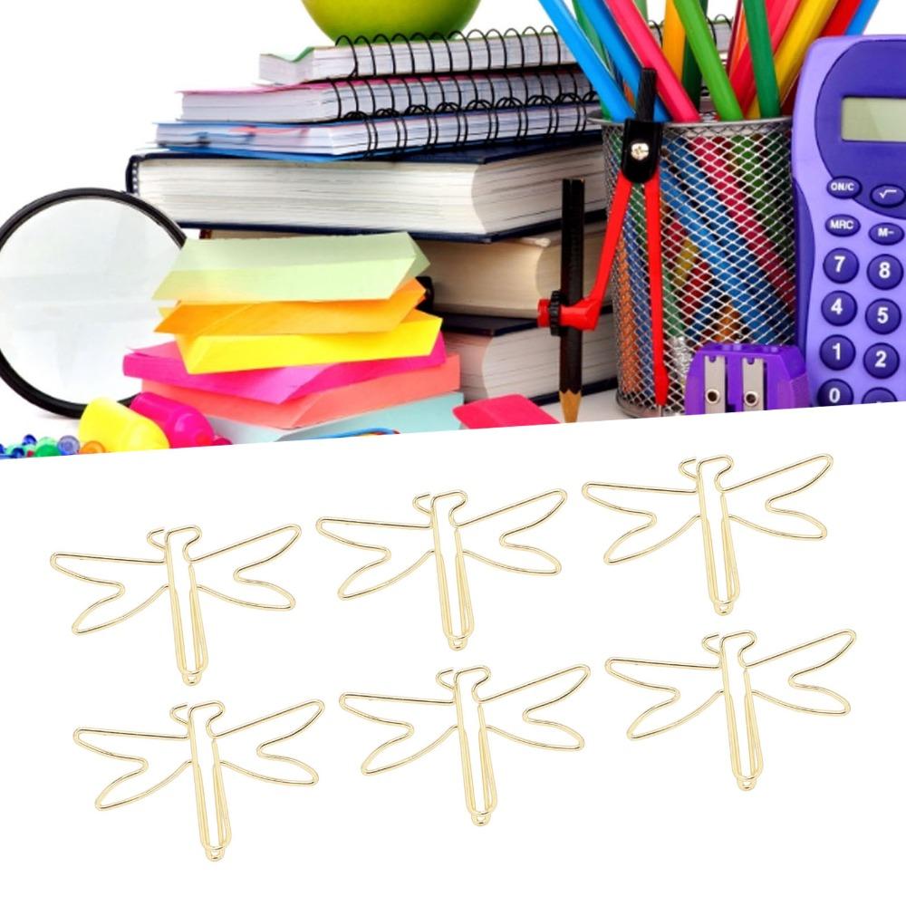 100Pcs Gold Paper Clips Dragonfly Shape Jumbo Wide Clips Large Cute Paperclips Photo Clips