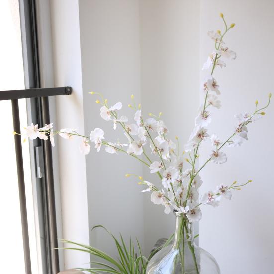 Faux Silk Oncidium Orchid Realistic Fake Dancing-Doll Orchids with Bendable Stems Maintenance-Free Artificial Flowers for Vase Home Party Wedding