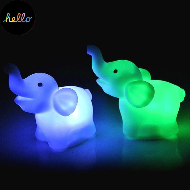 7 barev měnící LED noční lampa slon s baterií Party dekorace Panenky Nightlight Baby