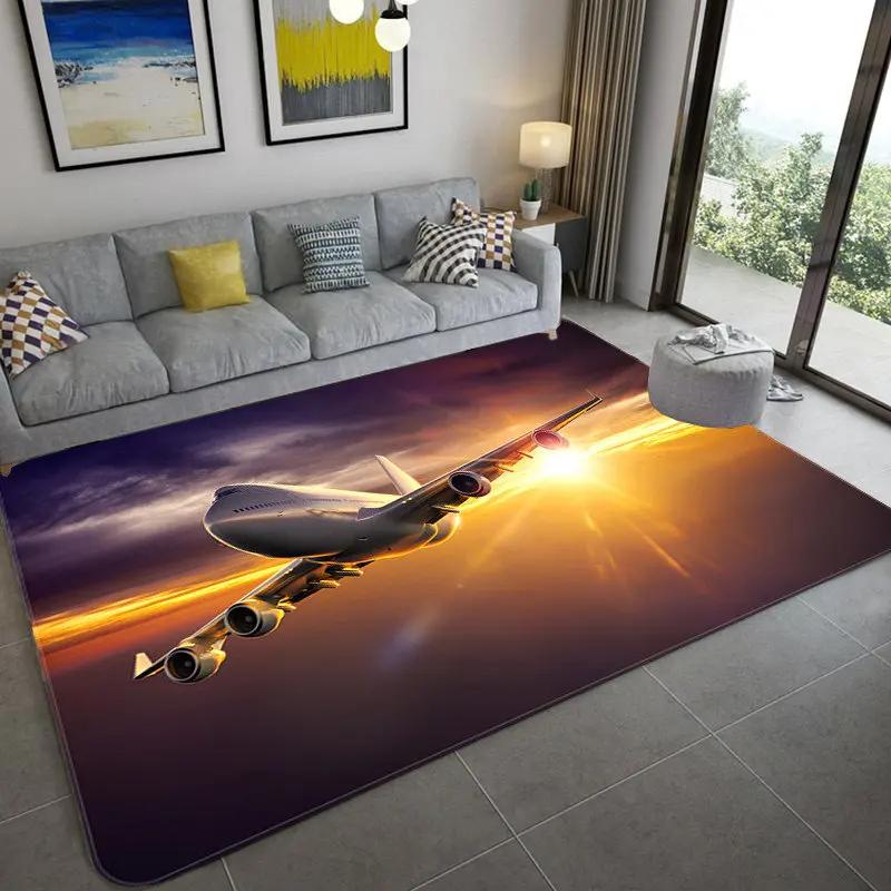 Fashion Airplane 3D Carpet Home Decor Living Room Hallway Entrance Doormat Boy's Bedroom Rug Non-Slip Bathroom Kitchen Floor Mat