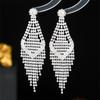 Superglitzernde lange Ohrringe mit Vollbesatz und Fransen, modische Ohrstecker