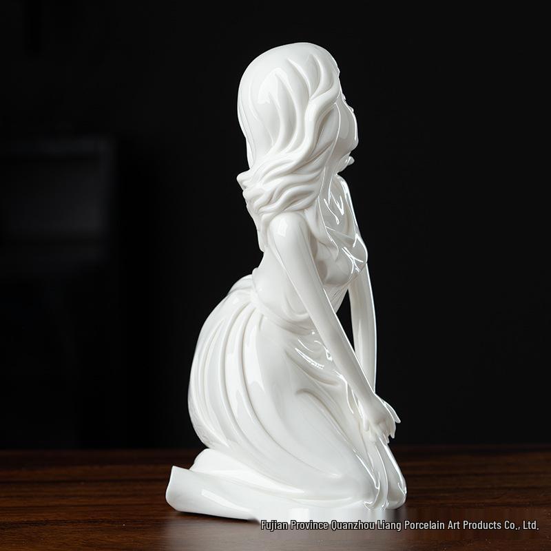 Chinese Classical White Porcelain Lady Figurine for Home Decor