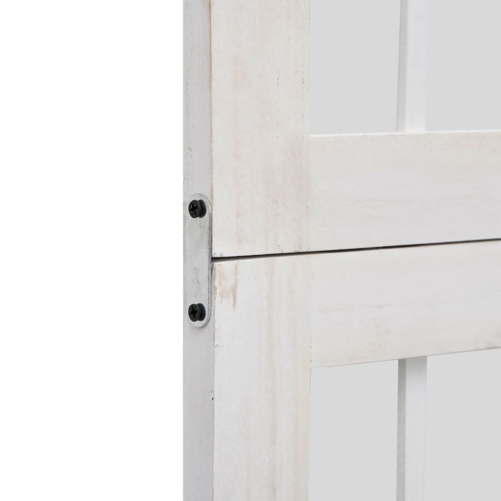 Vidaxl Room Divider, 6-Panel, White, Solid Paulownia Wood