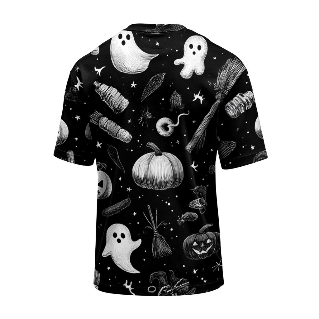 Men's Casual Short Sleeve T-Shirt Lightweight Breathable Fabric Crew Neck Halloween Themed Printed Top for Everyday Wear