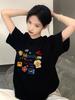 Pure cotton black short-sleeved women's t-shirt new popular summer unique design niche top loose t-shirt