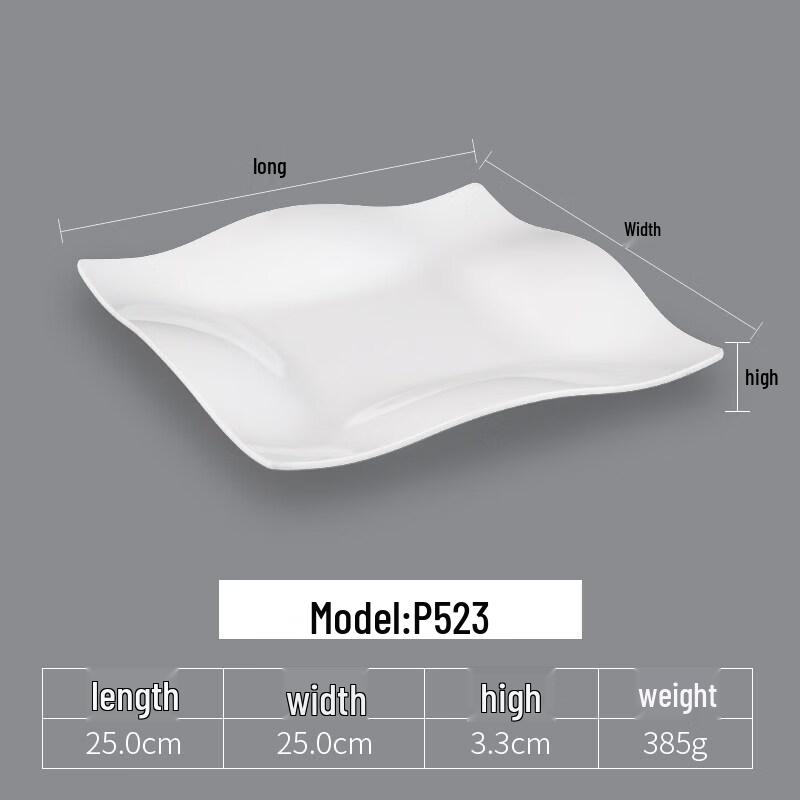 Yipan White Melamine 3-Compartment Boat Plate (5-Pack)