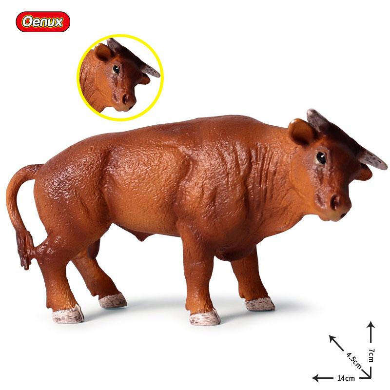 Oenux Simulation Cute Farm Animals Milk Cow Cattle Calf Angus Bull OX Buffalo Model Action Figures Educational Cute Toy Kid Gift