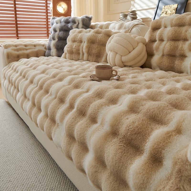 Gradual Change Tutu Velvet Sofa Cushion  New Autumn And Winter Plush Thickened Sofa Seat Cushion Sofa Cover Cloth Towel Cross-Border