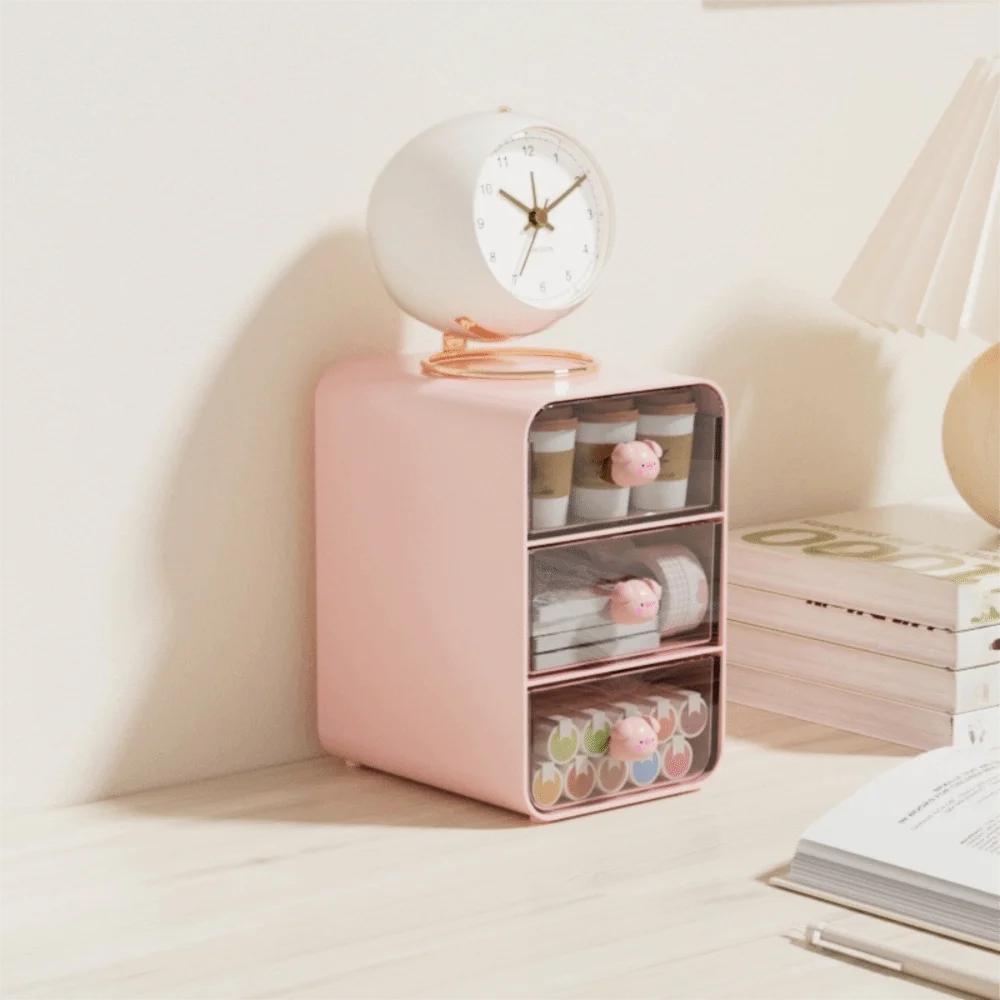 Transparent Design Desktop Drawer Box Multifunctional Space Saving Storage Shelf Large Capacity Cosmetic Storage Box School
