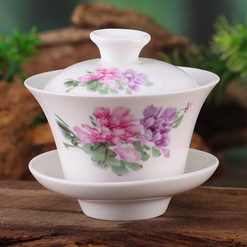 Gaiwan Teacup Set: Blue and White Ceramic with Lid, 120ml Capacity