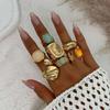 Salircon 7Pcs/Set Trendy Colorful Crystal Open Rings for Women Luxury Chunky Finger Rings Fashion Banquet Jewelry Accessories