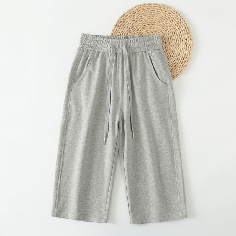 

Summer Pure Cotton Thin Women s Gray Cropped Pants Light gray Size S